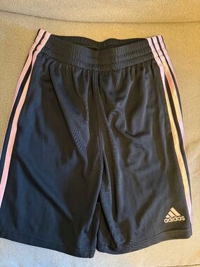 Messi Adidas 3-Stripe Black Shorts with Pink Stripes Boys M